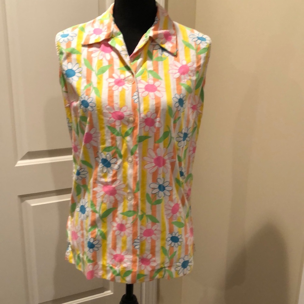 Vintage Sleeveless Button Down Top